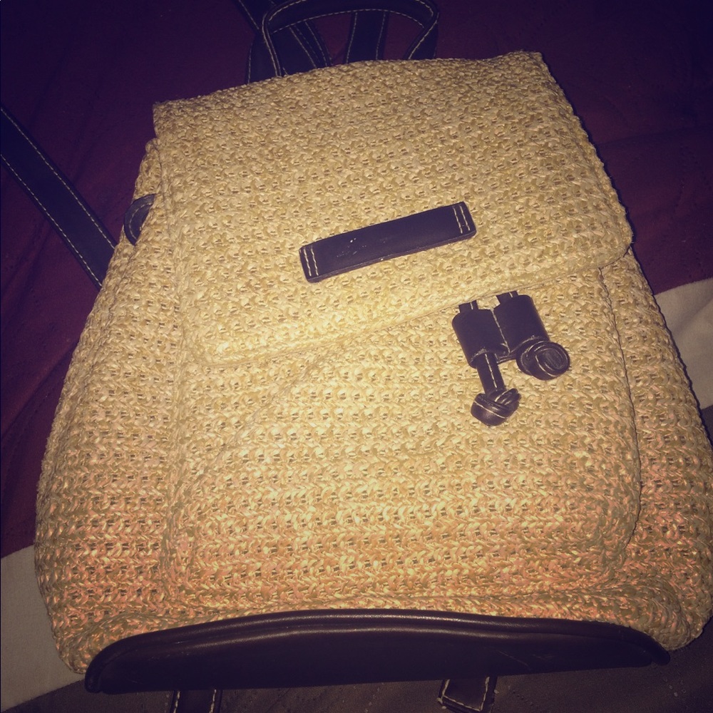 Mini Straw drawstring book bag Purse